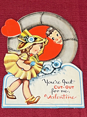 Vintage Valentine's Day Card Mechanical Tips Hat 1920-30s Made in USA 
