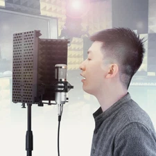 Studio Recording Microphone Isolation Shield 3-Panel for Condenser Mic Equipment