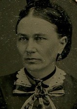 WOMAN WITH UNIQUE JEWELRY. TINTED TINTYPE PERIOD PAPER MAT.