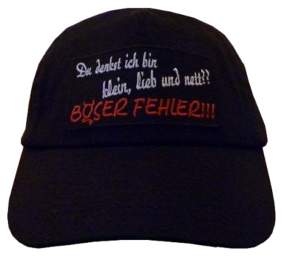 Baseball cap embroidered you think I'm small, dear...in black (741-2)
