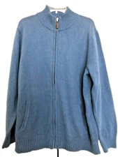 men's L.L. Bean long sleeve full zip blue sweater cotton cardigan XL 258292
