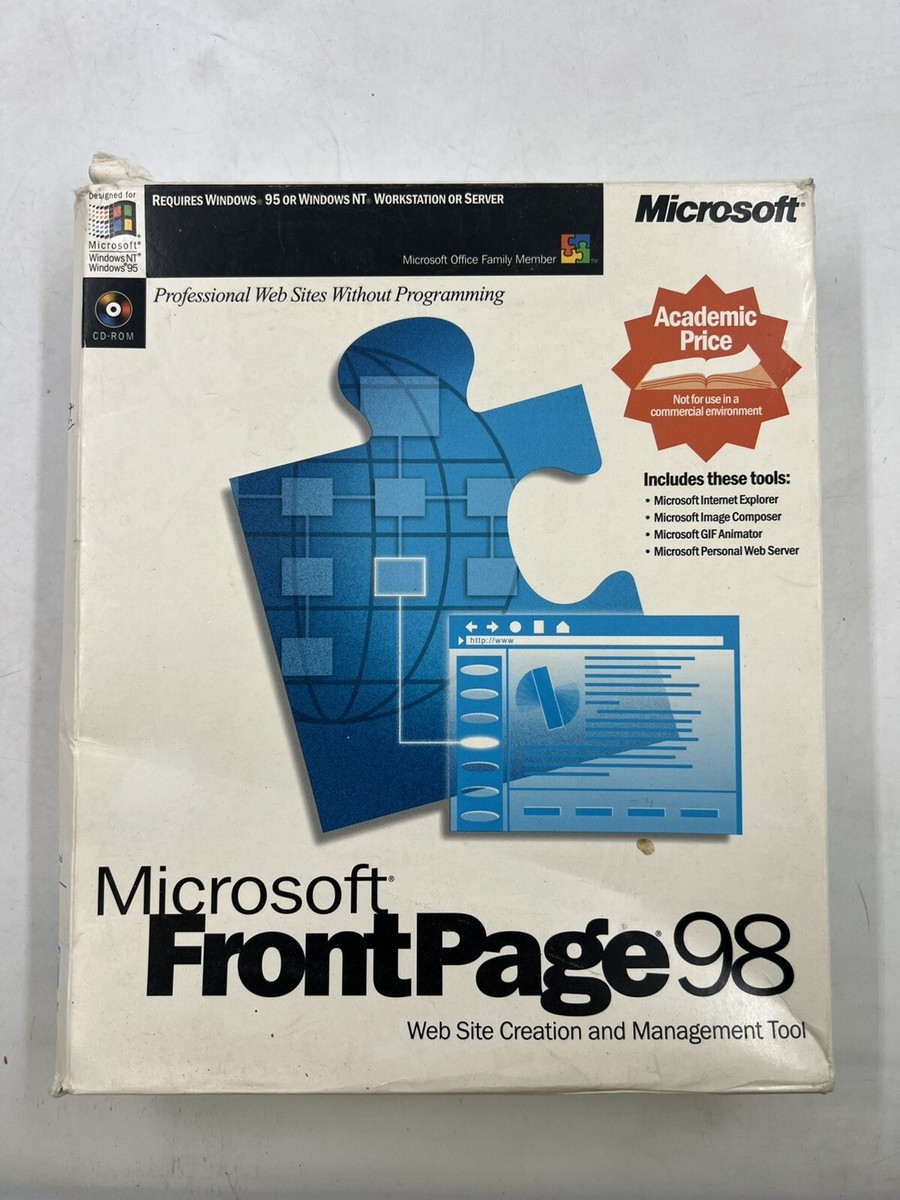 Microsoft FrontPage 98 Full Version For Windows In Original Box