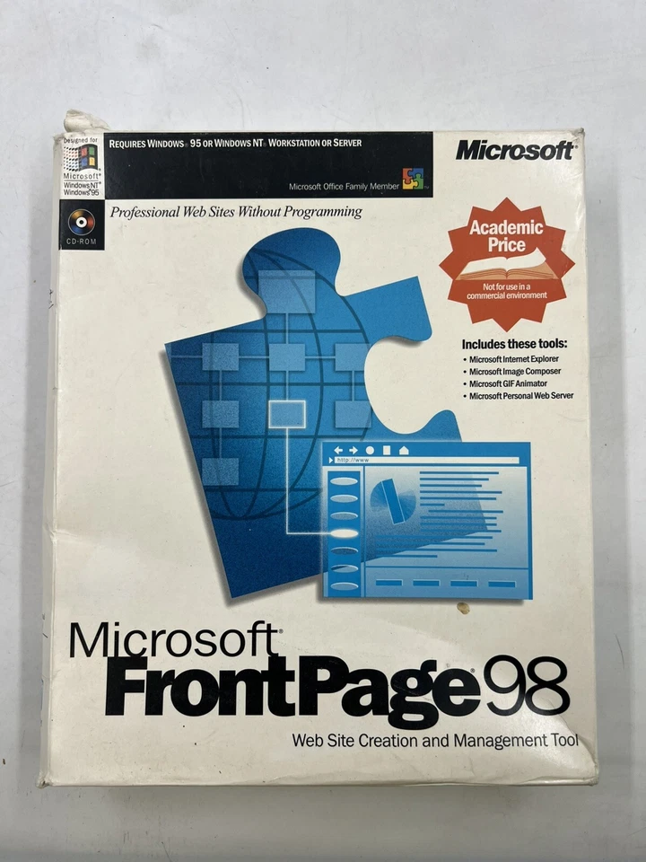 Microsoft FrontPage 98 Full Version For Windows In Original Box With Guide - Image 2 of 4