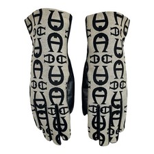 Vintage 90s ETIENNE AIGNER Womens L Leather Jacquard Gloves Lined Designer NOS