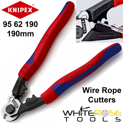 Knipex Zange Drahtseilschneider geschmiedet Schneiden polierter Kopf 7 mm Kapazität 190 mm