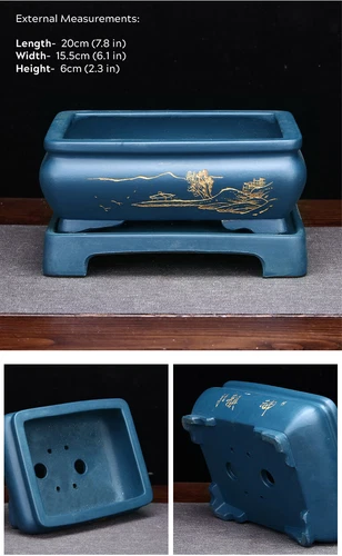 Large Rectangular Bonsai Pot W Tray High-grade Classic Chinese Purple Sand Pots - Picture 7 of 13