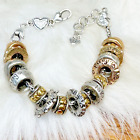 Brighton Inspirational Crystal Charm Bracelet 15 Charms Silver & Gold Plate