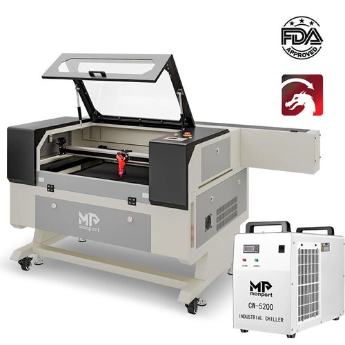 Monport 100W CO2 Laser Engraver Cutter Autofocus Yongli Tube with Water Chiller