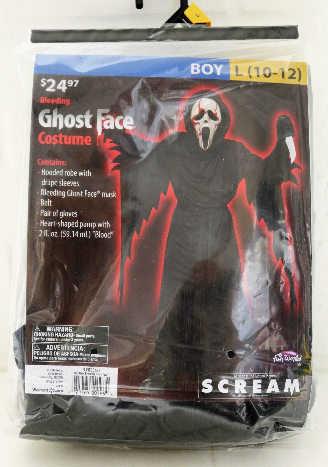 Fun World Inc. Officially Licensed Scream Bleeding Ghost Face Halloween  Scary Costume Male, Child, Black