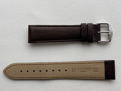Genuine Hirsch Merino Leather Watch Strap Plain Leather Strap Dark Brown 20mm
