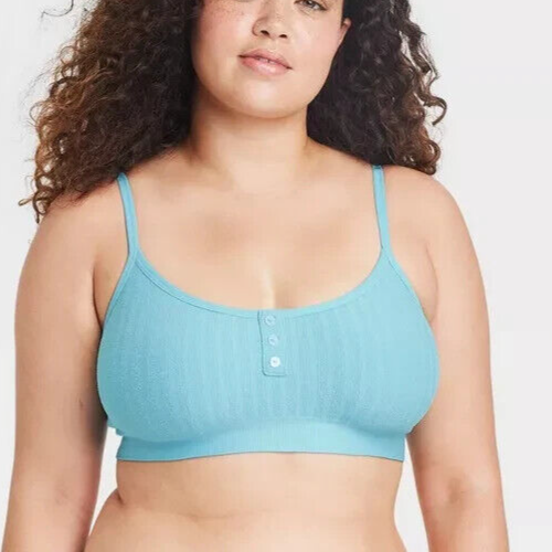 Colsie Green Small Plush Ribbed Bralette for Women-image