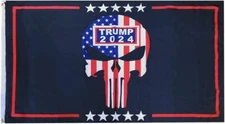 3X5 TRUMP 2024 45-47 PUNISHER SKULL DOGE TACTICAL FLAG BANNER W/ GROMMETS