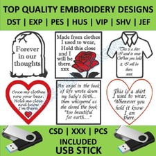 Memorial Zitate PES DST JEF Stickdesigns auf USB Speicher B&auml;r Kissen Aufn&auml;her