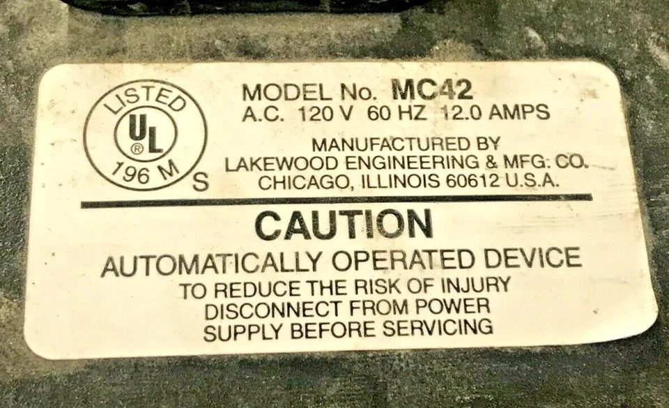 VENTILADOR LAKEWOOK, MODELO MC42, 47" X 44", 104 LBS, 3 ASPAS Foto 2 de 4