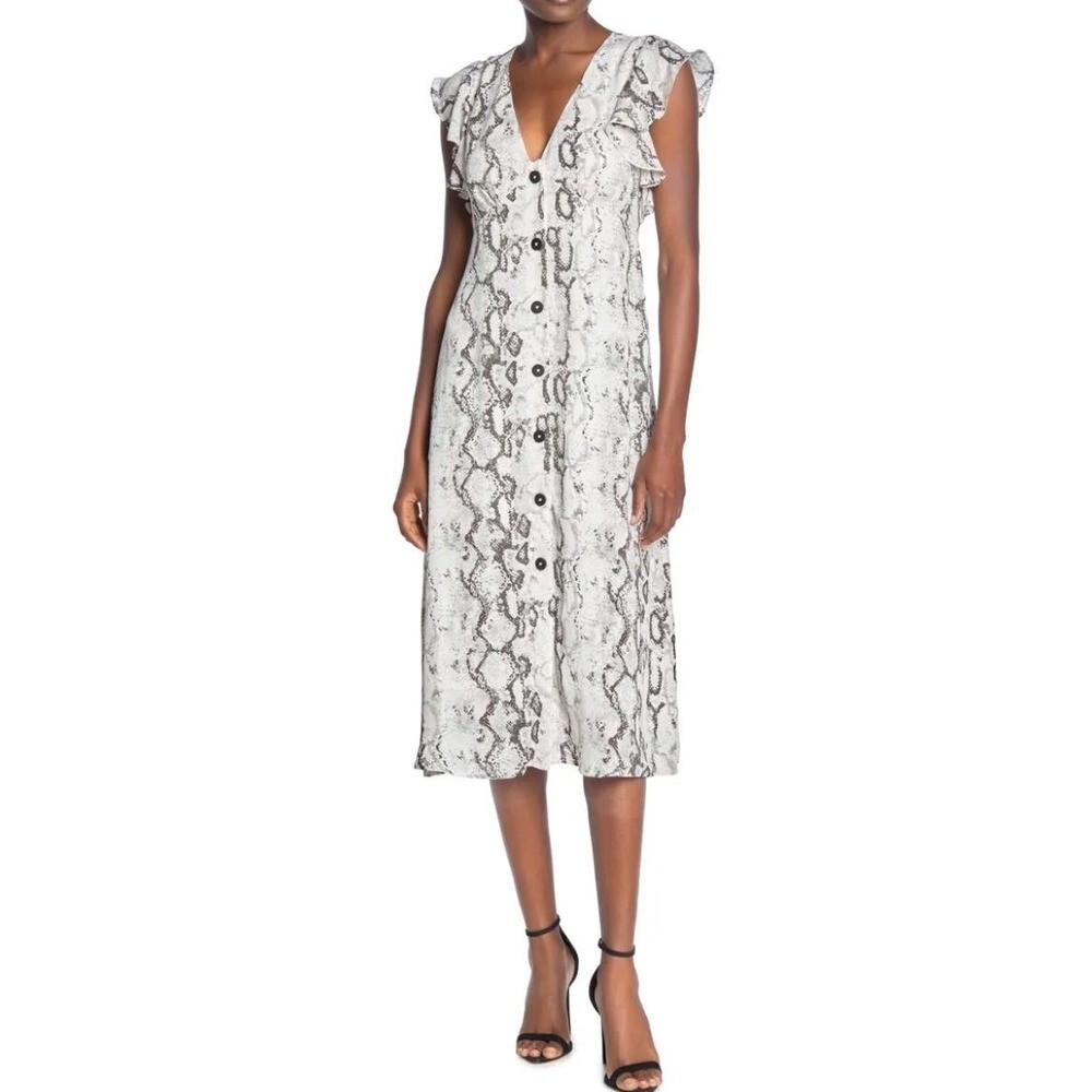 Laundry by Shelli Segal Python Button Front Midi … - image 2