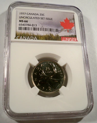 1977 CANADA 25c NGC MS 66 QUARTER NO TONE