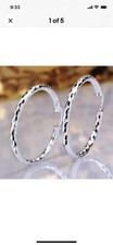 Womens Sterling Silver Medium Size Diamond-Cut Round Hoop Fashion Earrings EA24