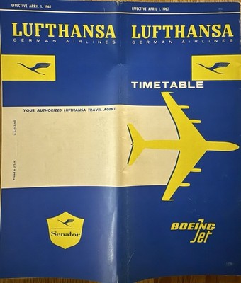 LUFTHANSA AIRLINES TIMETABLE SUMMER  1962  ROUTE MAP SEAT CHART