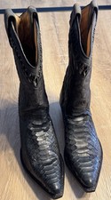 Vintage Abilene Black Python Cowboy Boots Mens 8 Western, Exotic, Snake