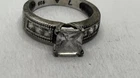 Vintage Princess Cut 925 Sterling Silver CZ Engagement Ring  Sz 7