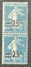 Timbre variété 218 nsg Marianne de Semeuse surcharge à cheval