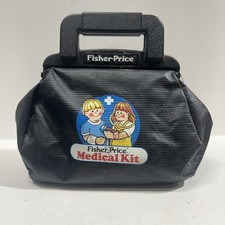Vintage 1987 Fisher Price Medical Kit Doctor Set W Bag Shot Cast Stethoscope 