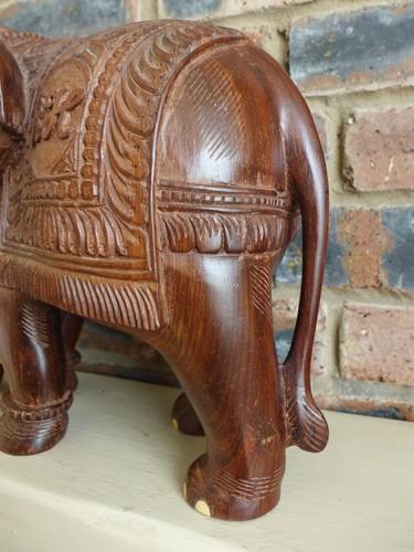 Elefante in legno intagliato a mano grande decorativo vintage peso circa 5 kg da collezione - Foto 3 di 16