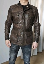 Belstaff Centaur Panther Lederjacke, Gold Label, Antik Schwarz Braun, Größe L