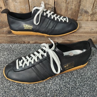 Adidas Japan Core Black Premium Leather Trainers UK 10 Originals Retro Gum Sole