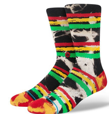 Stance X Wade Mens Striped Jashta Crew Socks - Orangegreen Rasta Large 6-12