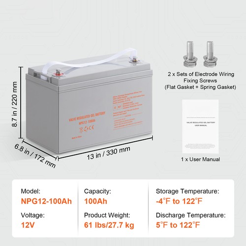 Deep Cycle Battery 12V 100AH AGM Marine Rechargeable Battery - Picture 7 of 12