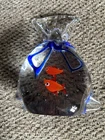 Vintage Murano Style Art Glass "Fish in a Bag" Paperweight Sculpture