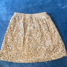 Gold Sequin Girls Skirt Size 8 Stretchable Waistband Knee Length