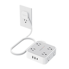 Tessan Surge Protector Power Strip 5 Ft Flat Plug Extension Cord 3 Usb 1 Usb C
