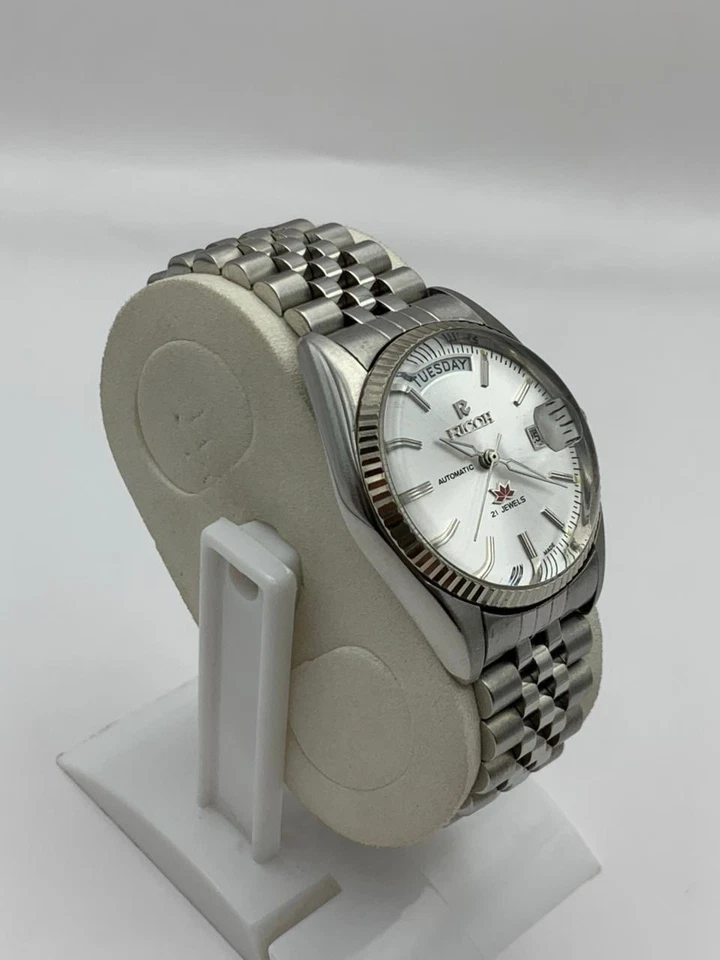 Ricoh President автоматический 21 драгоценности красоты белый циферблат день/дата наручные часы Японии - Изображение 3 из 4