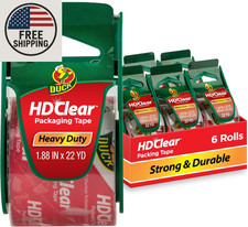 Duck HD Clear Packing Tape with Dispensers - 6 Rolls of Strong Heavy Duty Packin