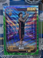 2024-25 Topps Chrome Basketball Kel'el Ware RC Green Wave Refractor 02/65 Miami