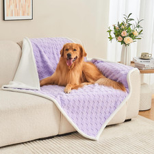 Fluffy Checkered Waterproof Pet Blanket for Dogs  Cats, Lilac 50"x60