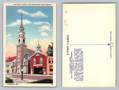 Frederick, MD-Maryland, Old Trinity Chapel Hose Co Souvenir Vintage Postcard