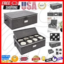 Elegant Grey Mug Storage Box Set - Dustproof, 2-Pack Holds 12 Cups & Teacups