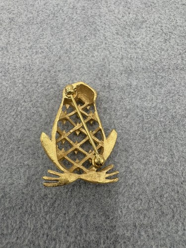 Vintage Krone Trifari Weiß Emaille Gold Frosch Anstecknadel - Bild 3 von 4