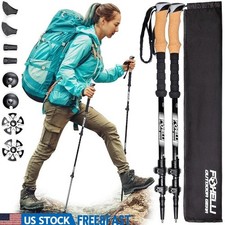 Lightweight Carbon Fiber Trekking Poles Adjustable Hiking Sticks Ergonomic Grip