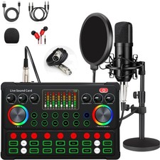 Podcast Equipment Bundle, 48V XLR Podcast Microphone Bundle, Voice Changer wi...