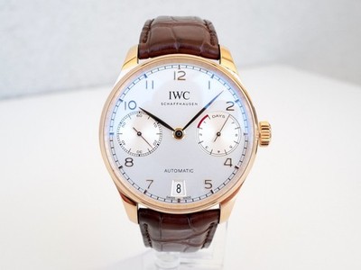IWC Portuguese 7 Days Power Reserve 18K Rose Gold Silver Dial 42m IW500701
