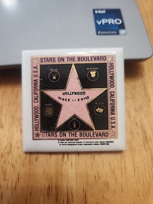 Hollywood, Stars on the Boulevard Souvenir Tile 1992 Walk of Fame Magnet 2'' X 2''