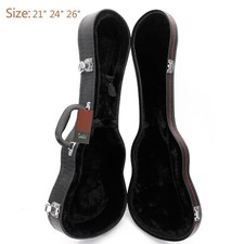 Glarry 26" Tenor Black Protable Leather Hard Shell Wooden Ukulele Case US
