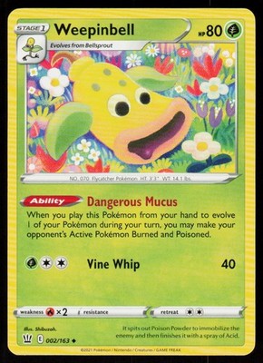 Weepinbell 002/163 Uncommon Battle Styles Pokemon Near Mint