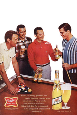 Miller High Life Beer Advertising Poster Vintage 1960s 12x8in Metal Sign
