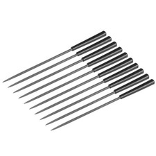 10Pcs Second Cut Steel Round Needle File with Plastic Handle, 3mm x 140mm