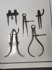 Vintage Machinist Tool Lot – Starrett 50A Trammel Points, Dividers, Calipers,...